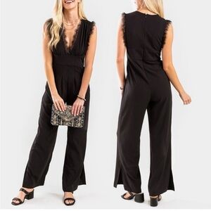 Sophisticated Black Lace Palazzo Jumpsuit